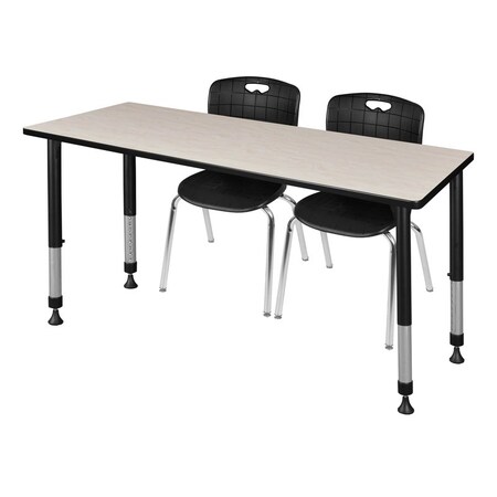 Regency Tables > Height Adjustable > Rectangular Table & Chair Sets, 66 W, 30 L, 23-34 H, Maple MT6630PLAPBK40BK